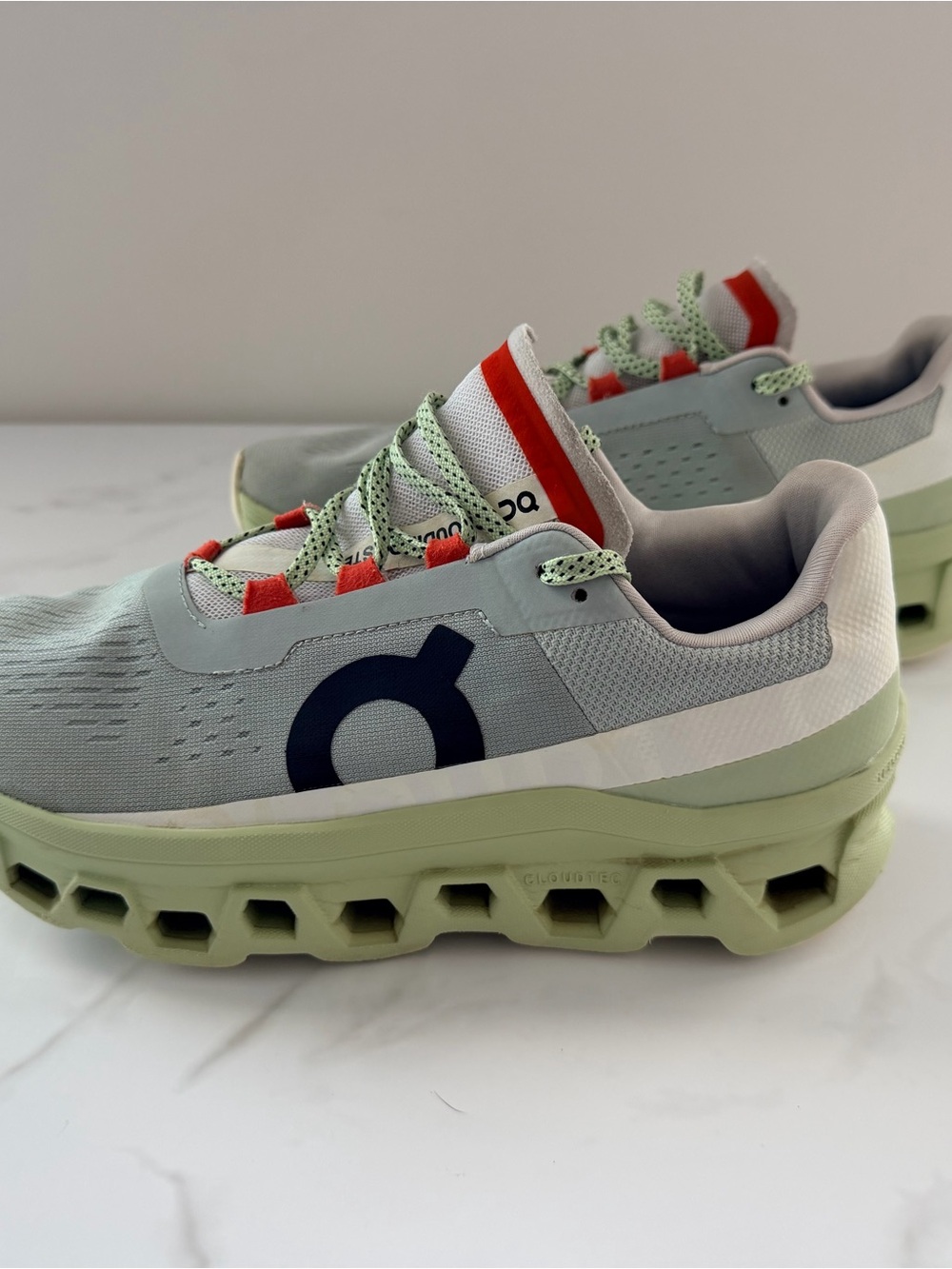 On Cloudmonster Women’s Size 10 Running Shoes Mesh Gray/Green